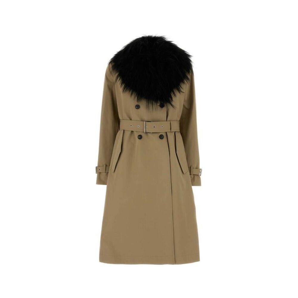 Fendi Women Beige Cotton Trench Coat